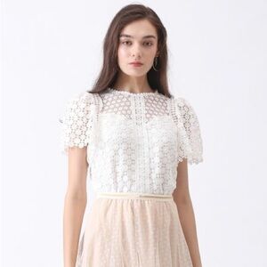 Chicwish The Real Crochet Crop Top in White | Size S/M